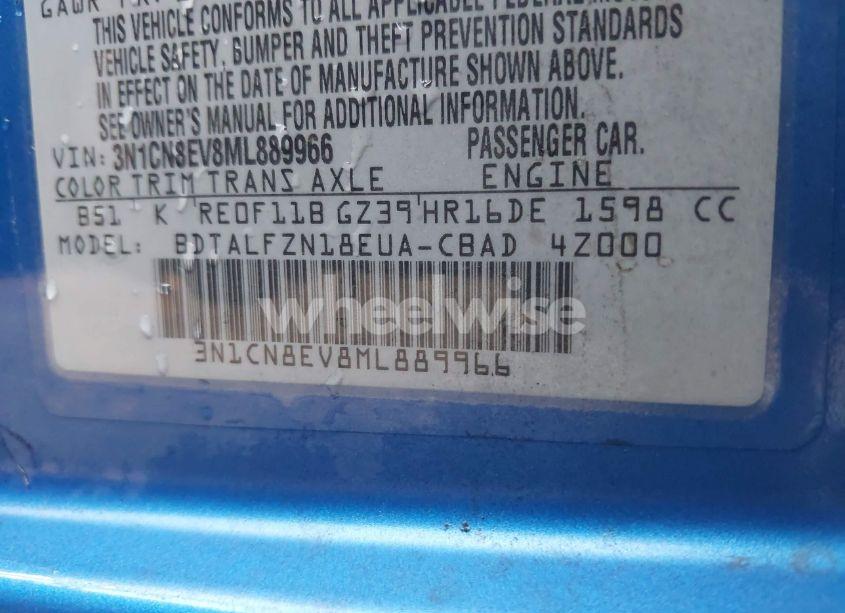 Photo 9 of 2021 Nissan Versa SV XTRONIC CVT (VIN 3N1CN8EV8ML889966)