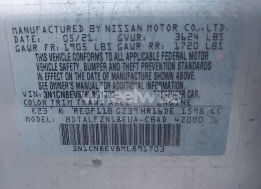 Photo 9 of 2021 Nissan Versa SV XTRONIC CVT (VIN 3N1CN8EV8ML891703)