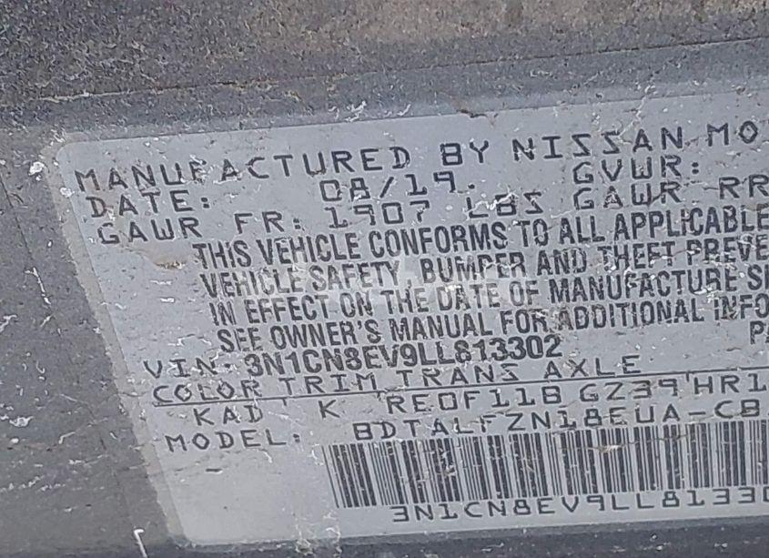 Photo 9 of 2020 Nissan Versa SV XTRONIC CVT (VIN 3N1CN8EV9LL813302)