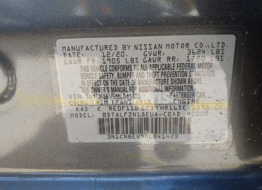 Photo 9 of 2021 Nissan Versa SV XTRONIC CVT (VIN 3N1CN8EV9ML841425)