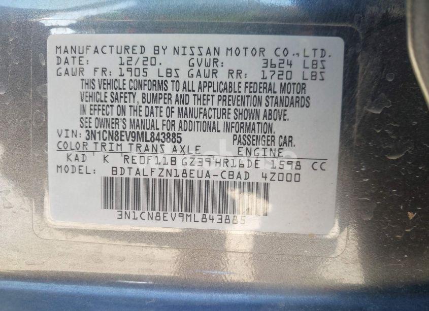 Photo 9 of 2021 Nissan Versa SV XTRONIC CVT (VIN 3N1CN8EV9ML843885)