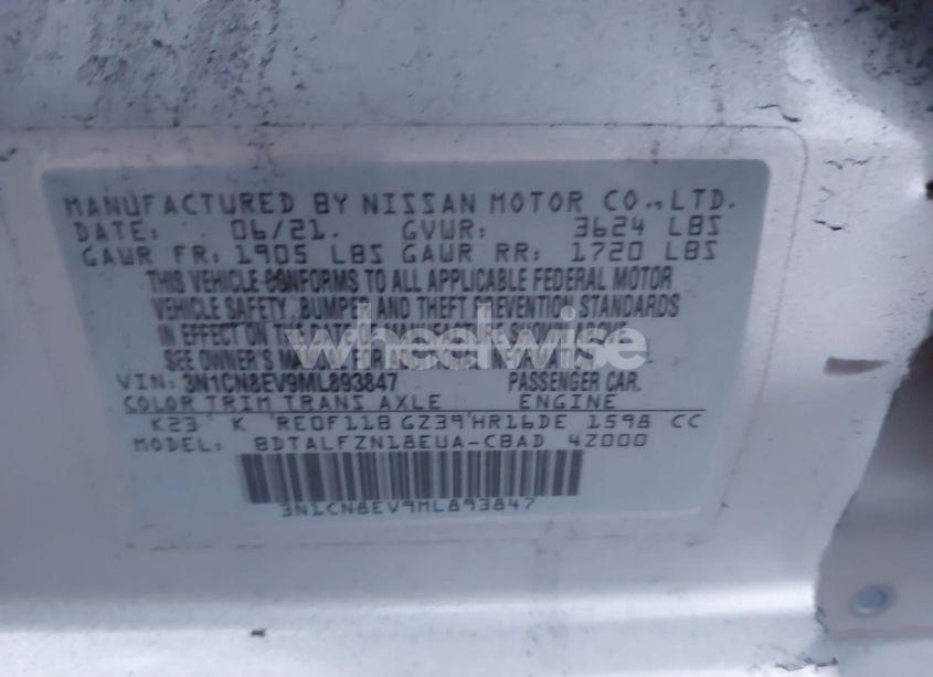 Photo 9 of 2021 Nissan Versa SV XTRONIC CVT (VIN 3N1CN8EV9ML893847)