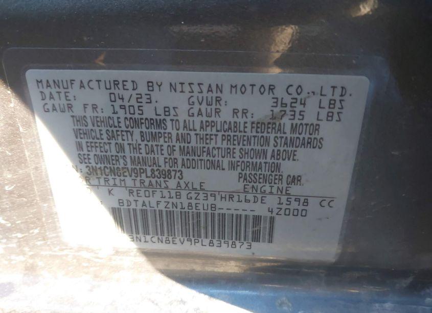 Photo 9 of 2023 Nissan Versa 1.6 SV XTRONIC CVT (VIN 3N1CN8EV9PL839873)