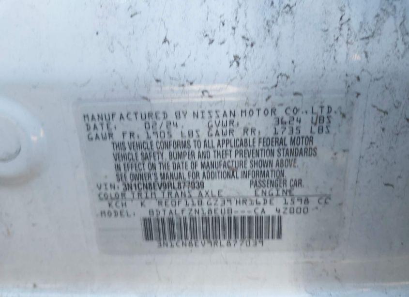 Photo 9 of 2024 Nissan Versa 1.6 SV (VIN 3N1CN8EV9RL877039)