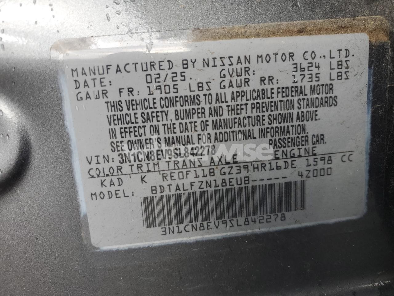 Photo 12 of 2025 NISSAN VERSA SV N/A (VIN 3N1CN8EV9SL842278)