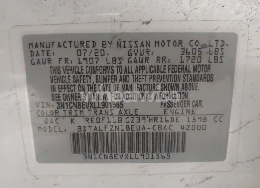 Photo 9 of 2020 Nissan Versa SV XTRONIC CVT (VIN 3N1CN8EVXLL901565)