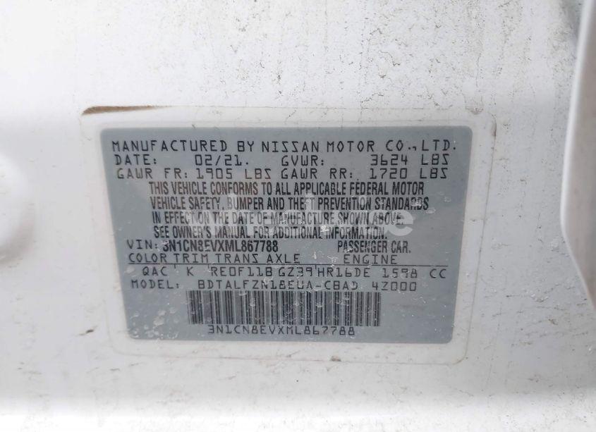 Photo 9 of 2021 Nissan Versa SV XTRONIC CVT (VIN 3N1CN8EVXML867788)