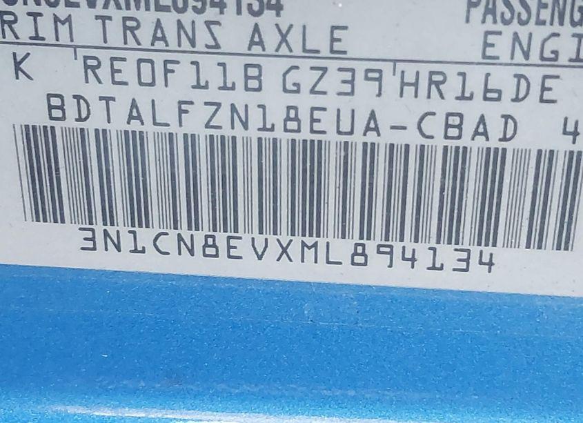 Photo 9 of 2021 Nissan Versa SV XTRONIC CVT (VIN 3N1CN8EVXML894134)