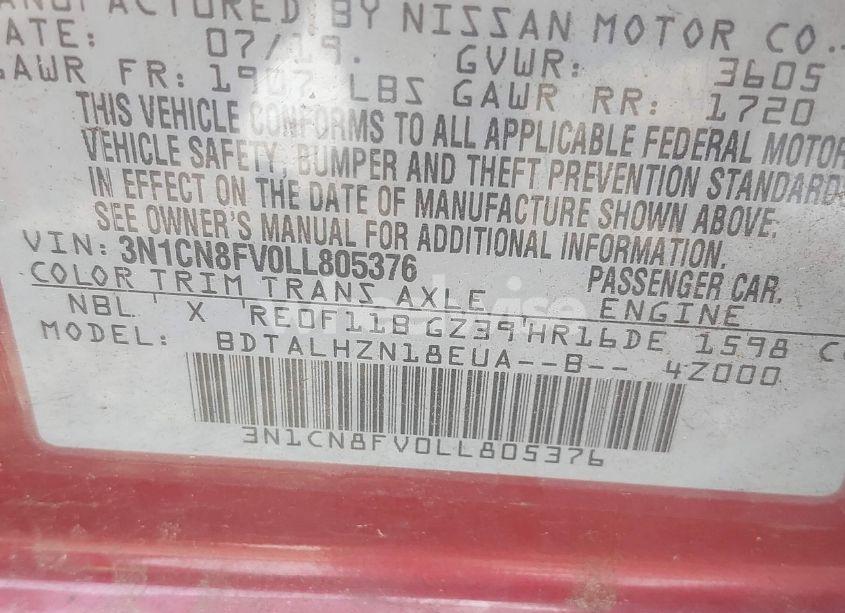 Photo 9 of 2020 Nissan Versa SR XTRONIC CVT (VIN 3N1CN8FV0LL805376)