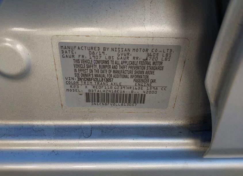 Photo 9 of 2020 Nissan Versa SR XTRONIC CVT (VIN 3N1CN8FV2LL813057)