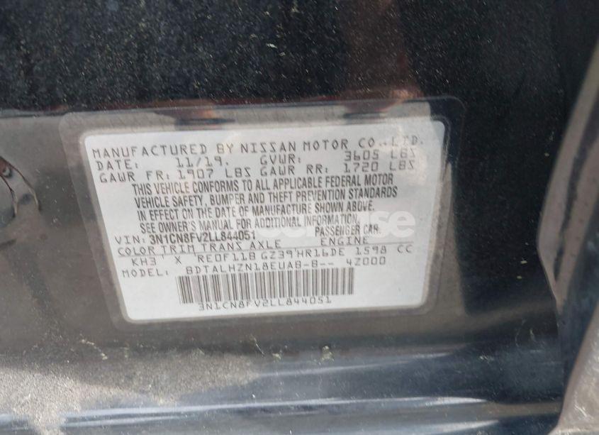 Photo 9 of 2020 Nissan Versa SR XTRONIC CVT (VIN 3N1CN8FV2LL844051)