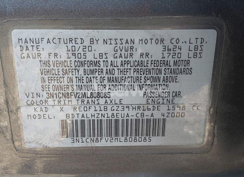 Photo 9 of 2021 Nissan Versa SR XTRONIC CVT (VIN 3N1CN8FV2ML808085)