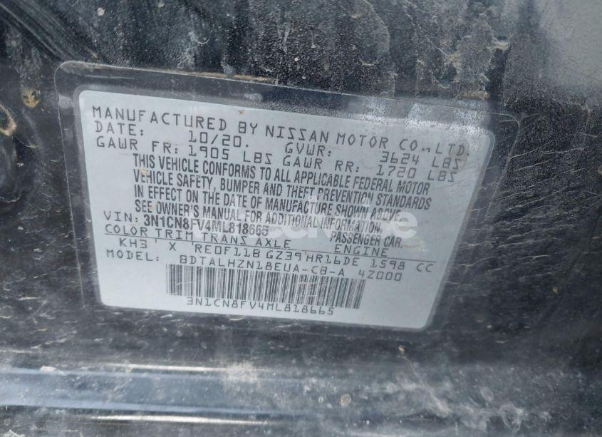 Photo 9 of 2021 Nissan Versa SR XTRONIC CVT (VIN 3N1CN8FV4ML818665)