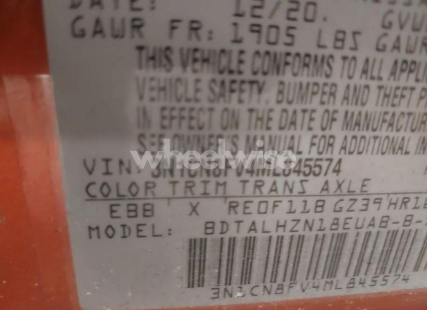 Photo 9 of 2021 Nissan Versa SR XTRONIC CVT (VIN 3N1CN8FV4ML845574)