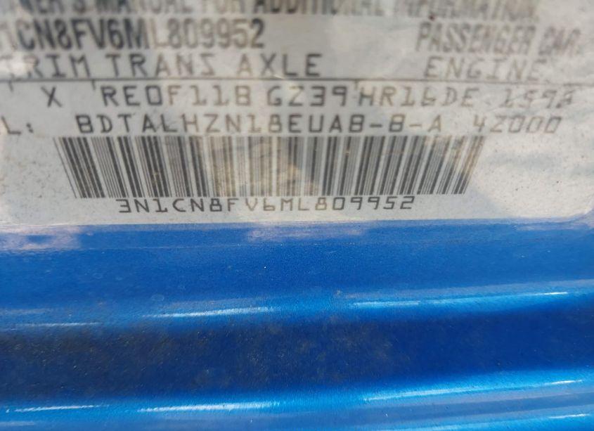 Photo 9 of 2021 Nissan Versa SR XTRONIC CVT (VIN 3N1CN8FV6ML809952)