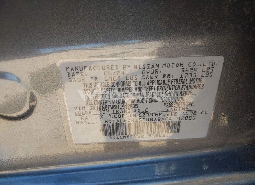 Photo 9 of 2024 Nissan Versa 1.6 SR (VIN 3N1CN8FV6RL912635)