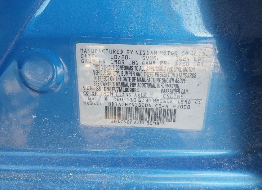 Photo 9 of 2021 Nissan Versa SR XTRONIC CVT (VIN 3N1CN8FV7ML809894)