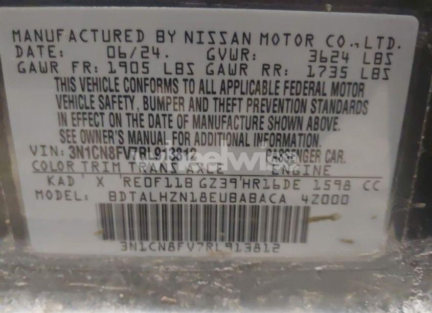 Photo 9 of 2024 Nissan Versa 1.6 SR (VIN 3N1CN8FV7RL913812)