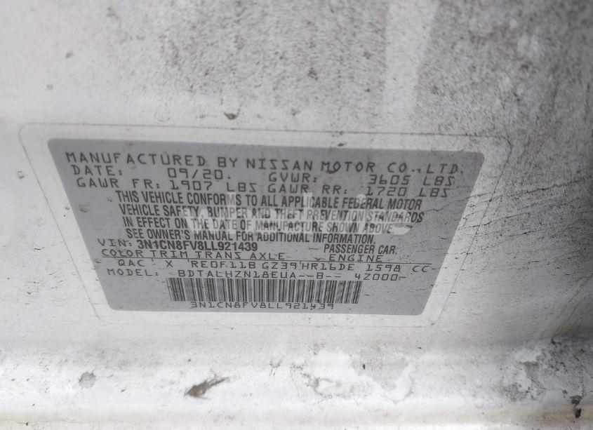 Photo 9 of 2020 Nissan Versa SR XTRONIC CVT (VIN 3N1CN8FV8LL921439)