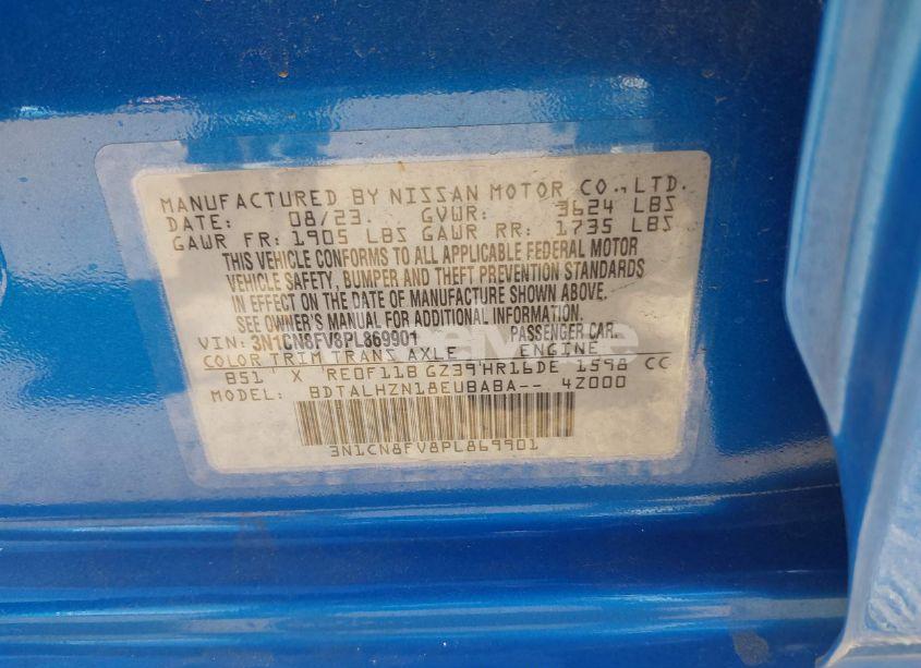 Photo 9 of 2023 Nissan Versa 1.6 SR XTRONIC CVT (VIN 3N1CN8FV8PL869901)