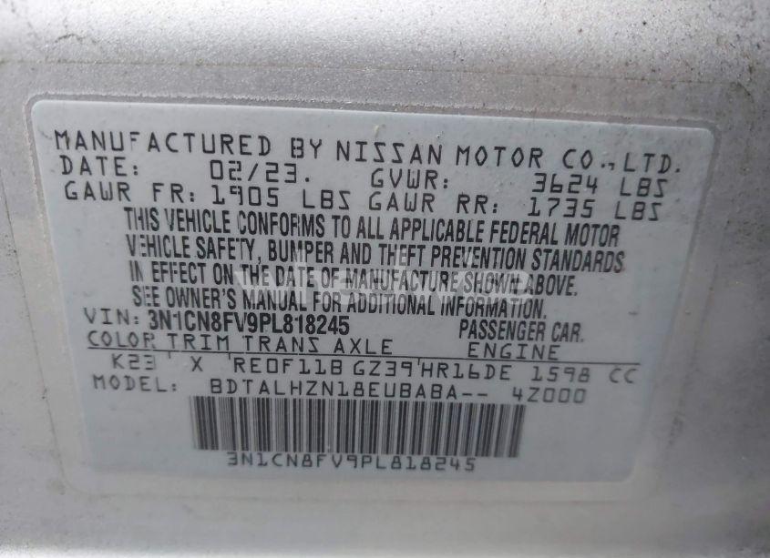 Photo 9 of 2023 Nissan Versa 1.6 SR XTRONIC CVT (VIN 3N1CN8FV9PL818245)
