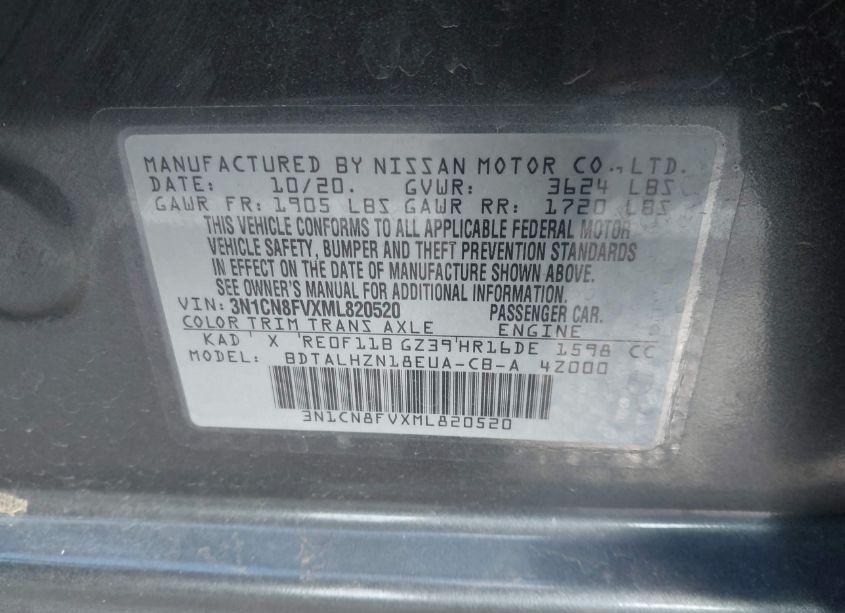 Photo 9 of 2021 Nissan Versa SR XTRONIC CVT (VIN 3N1CN8FVXML820520)