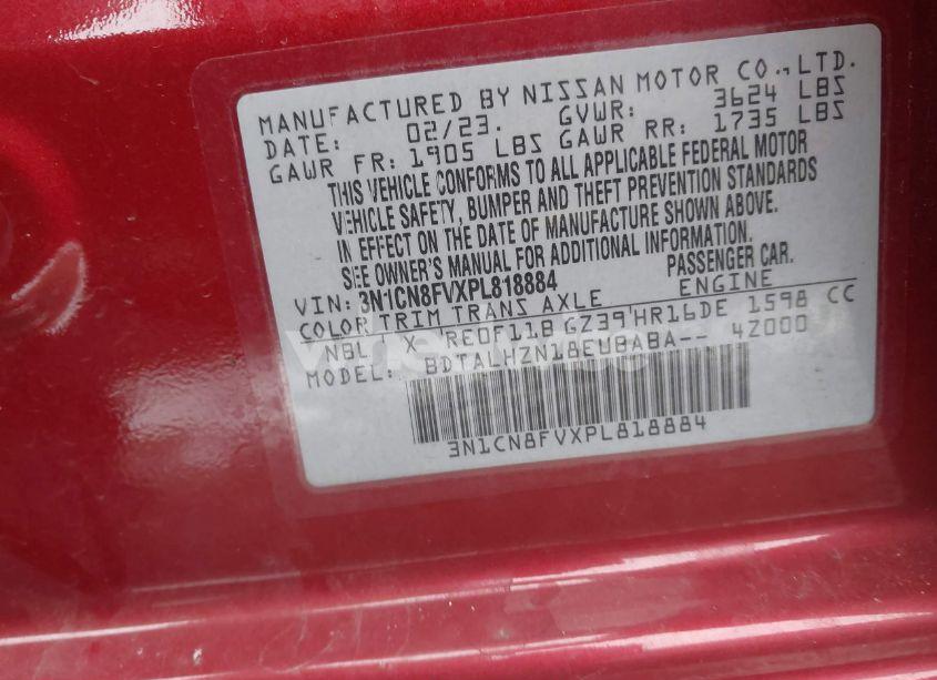 Photo 9 of 2023 Nissan Versa 1.6 SR XTRONIC CVT (VIN 3N1CN8FVXPL818884)