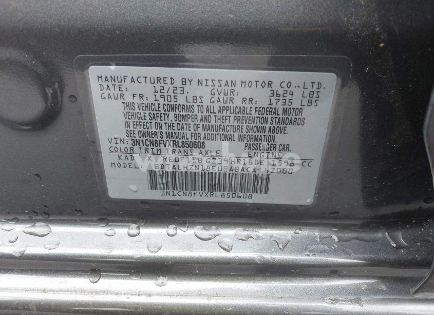 Photo 9 of 2024 Nissan Versa 1.6 SR (VIN 3N1CN8FVXRL850608)