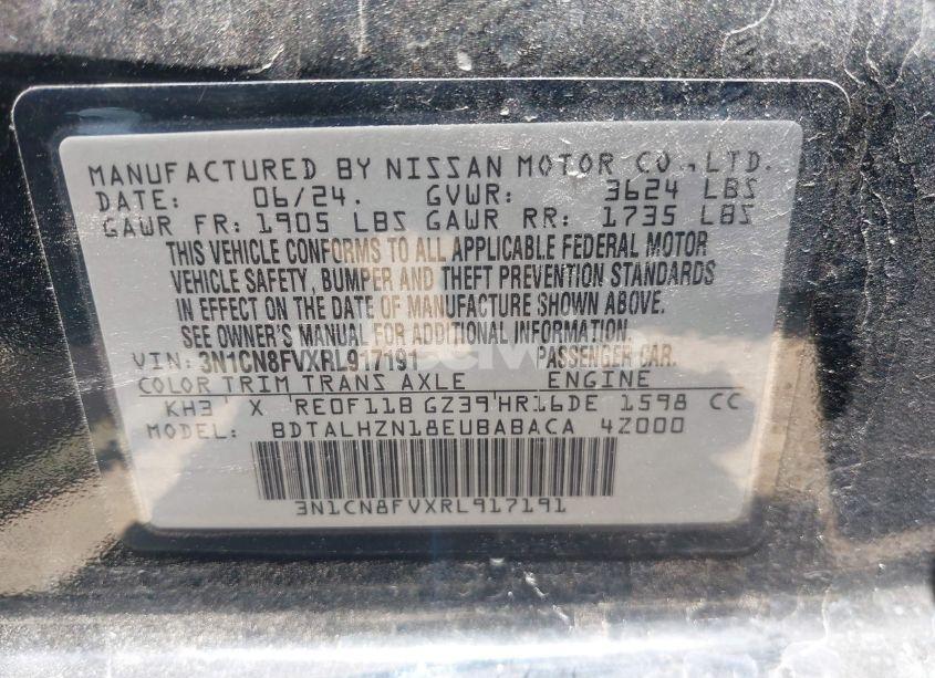 Photo 9 of 2024 Nissan Versa 1.6 SR (VIN 3N1CN8FVXRL917191)