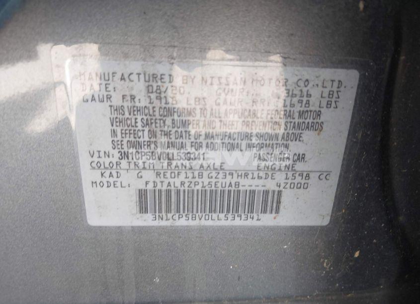 Photo 9 of 2020 Nissan Kicks S XTRONIC CVT (VIN 3N1CP5BV0LL539341)