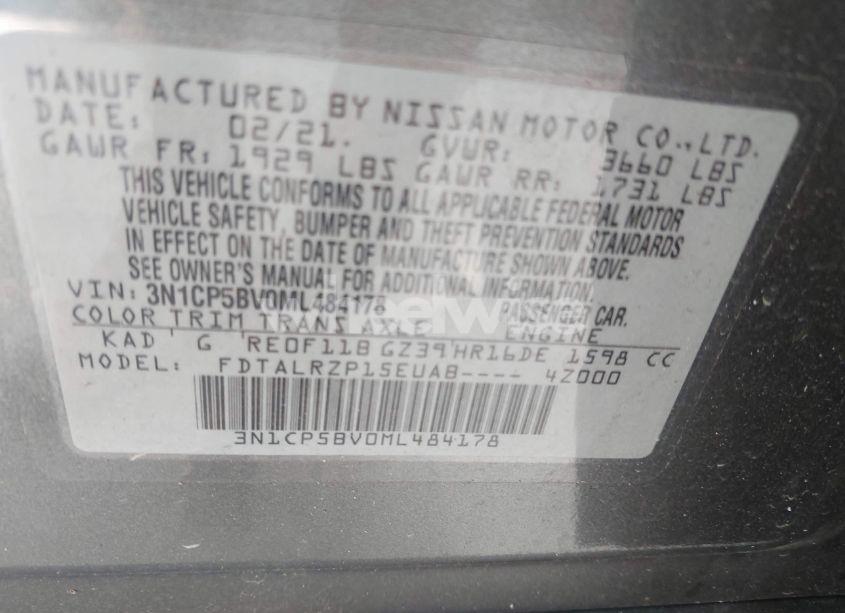 Photo 9 of 2021 Nissan Kicks S XTRONIC CVT (VIN 3N1CP5BV0ML484178)