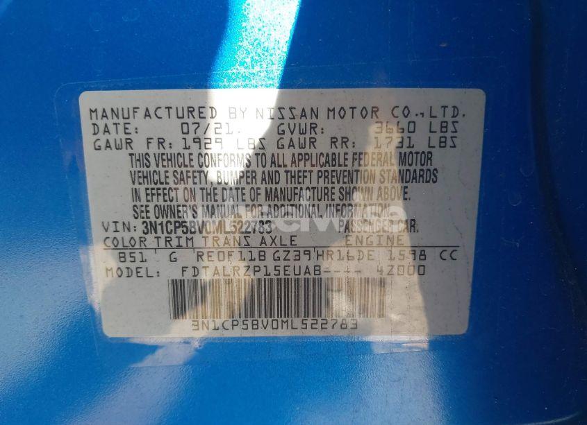 Photo 9 of 2021 Nissan Kicks S XTRONIC CVT (VIN 3N1CP5BV0ML522783)