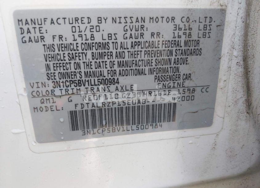 Photo 9 of 2020 Nissan Kicks S XTRONIC CVT (VIN 3N1CP5BV1LL500984)