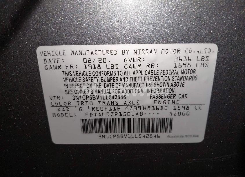 Photo 9 of 2020 Nissan Kicks S XTRONIC CVT (VIN 3N1CP5BV1LL542846)