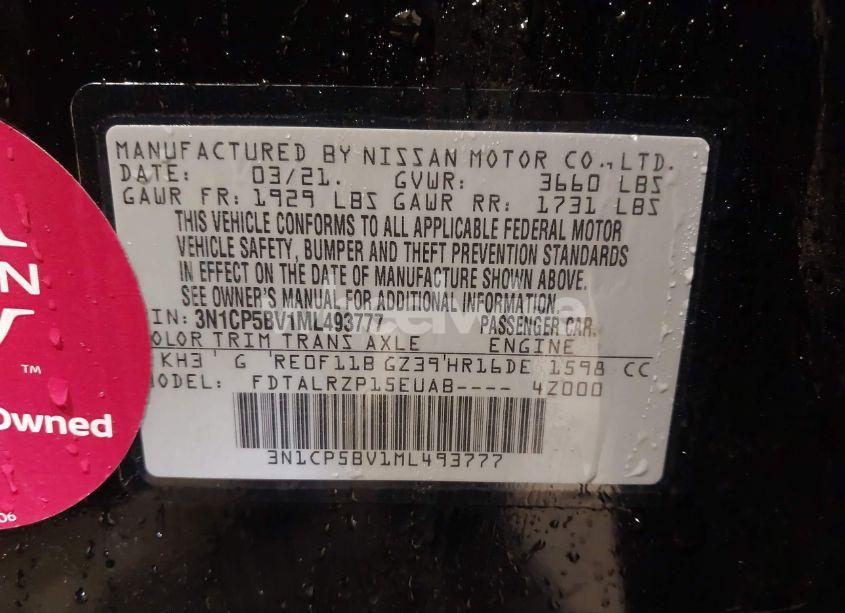 Photo 9 of 2021 Nissan Kicks S XTRONIC CVT (VIN 3N1CP5BV1ML493777)