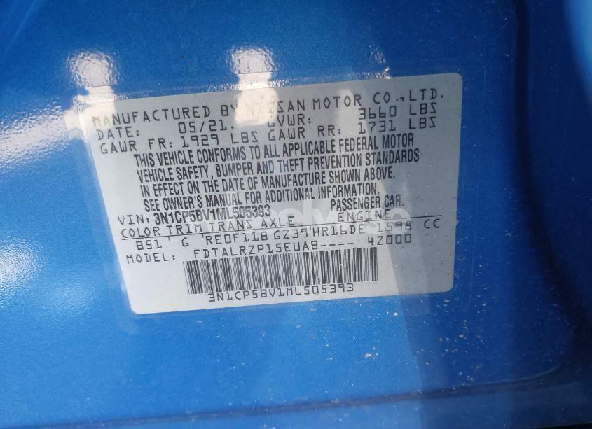 Photo 9 of 2021 Nissan Kicks S XTRONIC CVT (VIN 3N1CP5BV1ML505393)