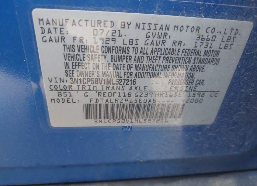 Photo 9 of 2021 Nissan Kicks S XTRONIC CVT (VIN 3N1CP5BV1ML527216)