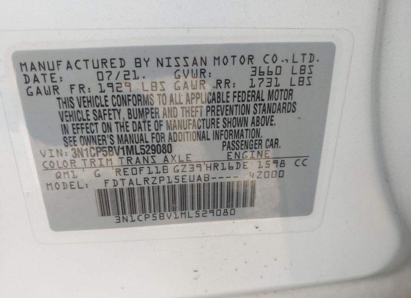 Photo 9 of 2021 Nissan Kicks S XTRONIC CVT (VIN 3N1CP5BV1ML529080)