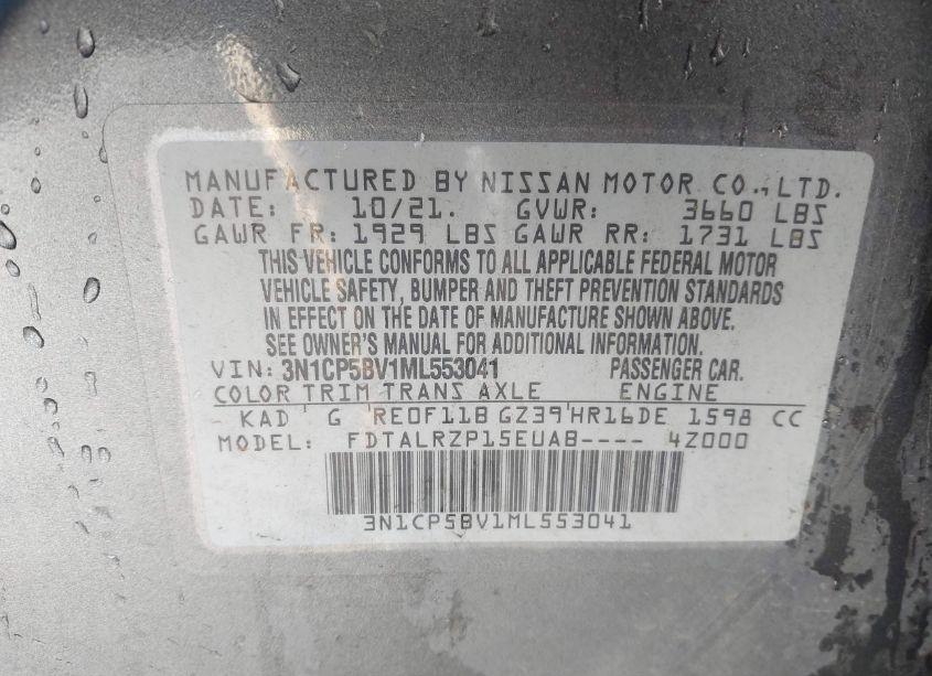 Photo 9 of 2021 Nissan Kicks S XTRONIC CVT (VIN 3N1CP5BV1ML553041)