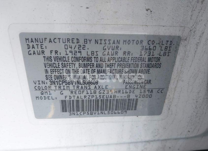 Photo 9 of 2022 Nissan Kicks S XTRONIC CVT (VIN 3N1CP5BV1NL506609)