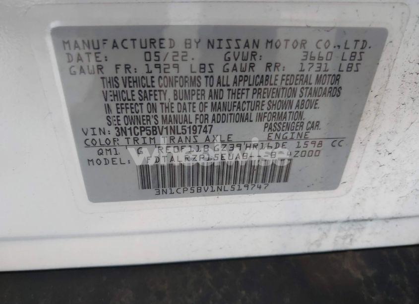 Photo 9 of 2022 Nissan Kicks S XTRONIC CVT (VIN 3N1CP5BV1NL519747)