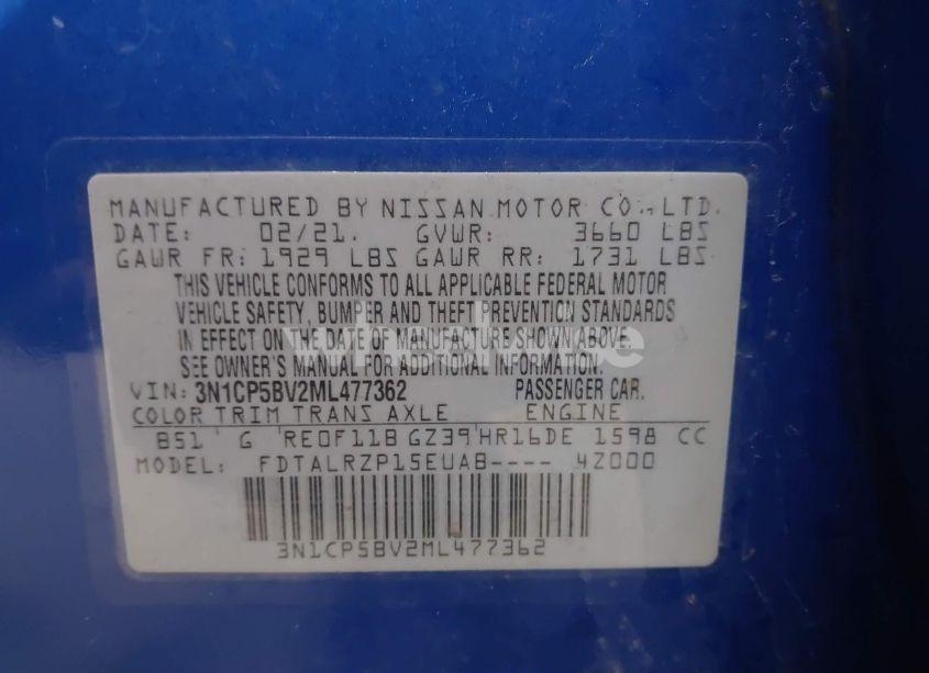 Photo 9 of 2021 Nissan Kicks S XTRONIC CVT (VIN 3N1CP5BV2ML477362)