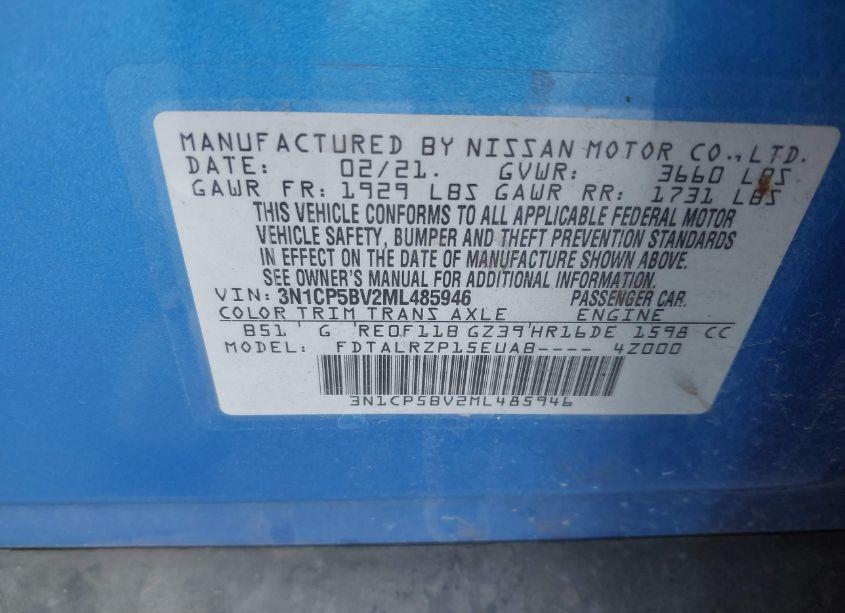 Photo 9 of 2021 Nissan Kicks S XTRONIC CVT (VIN 3N1CP5BV2ML485946)