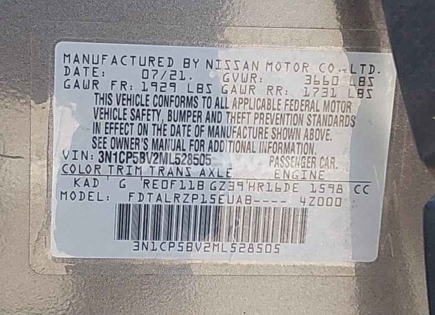 Photo 9 of 2021 Nissan Kicks S XTRONIC CVT (VIN 3N1CP5BV2ML528505)