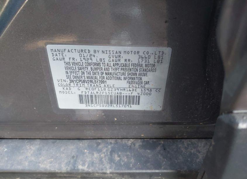 Photo 9 of 2024 Nissan Kicks S XTRONIC CVT (VIN 3N1CP5BV2RL517091)