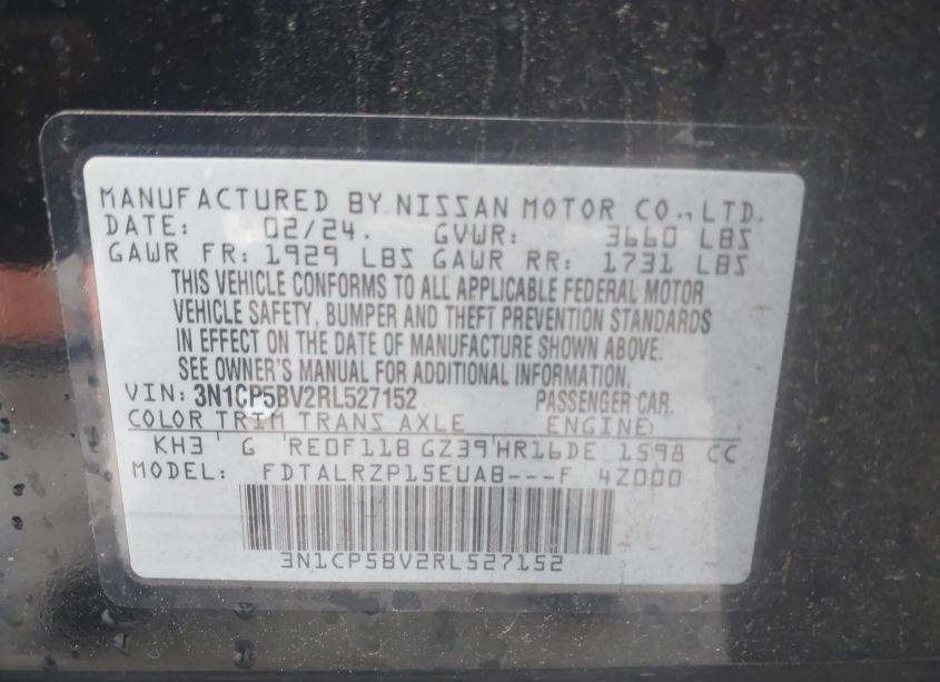 Photo 9 of 2024 Nissan Kicks S XTRONIC CVT (VIN 3N1CP5BV2RL527152)