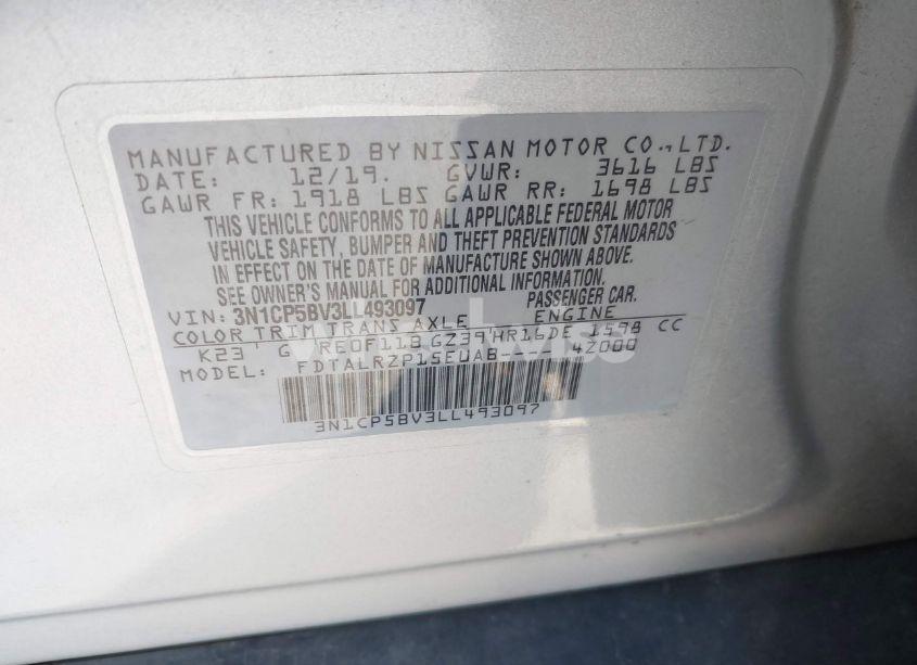 Photo 9 of 2020 Nissan Kicks S XTRONIC CVT (VIN 3N1CP5BV3LL493097)