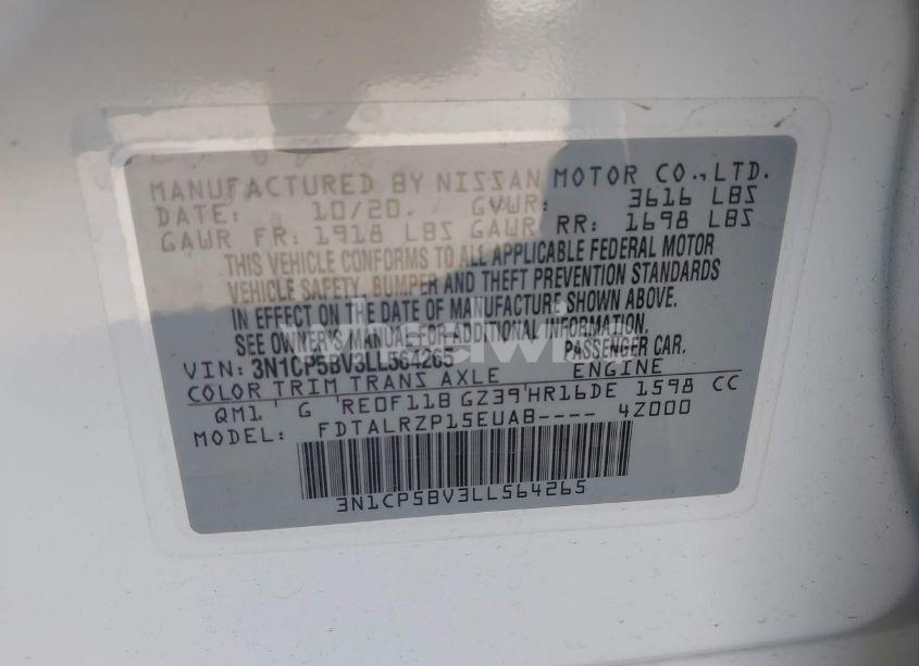 Photo 9 of 2020 Nissan Kicks S XTRONIC CVT (VIN 3N1CP5BV3LL564265)