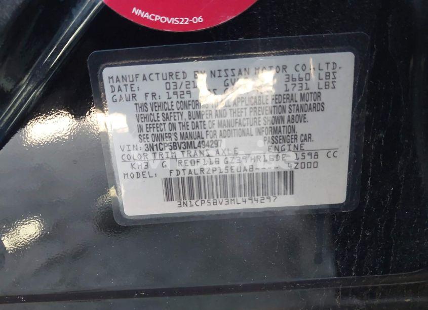 Photo 9 of 2021 Nissan Kicks S XTRONIC CVT (VIN 3N1CP5BV3ML494297)