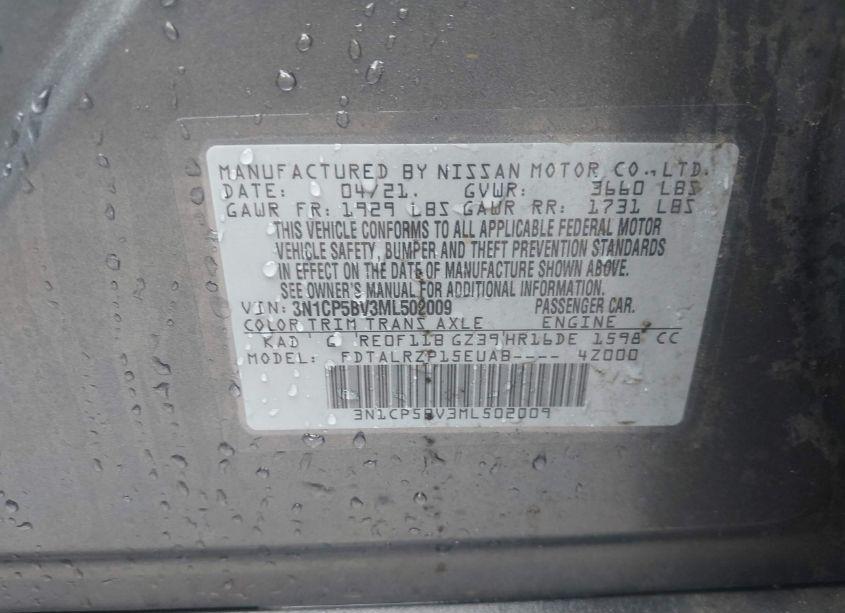 Photo 9 of 2021 Nissan Kicks S XTRONIC CVT (VIN 3N1CP5BV3ML502009)